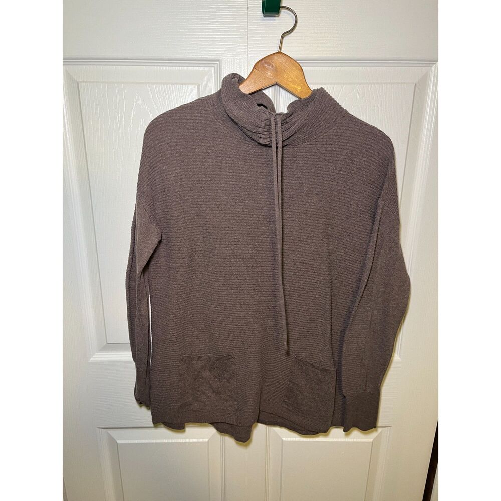 aKINI Womens Taupe Ribbed Cowl Neck Sweater Medium Cozy Pullover